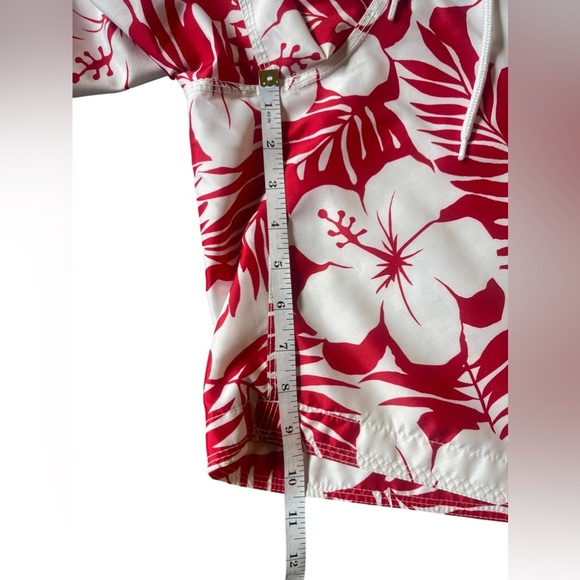 GAP Men’s Red White Hawaiian Swim Trunks Beach Shorts Drawstring Mesh Lined Lrg - Picture 10 of 13